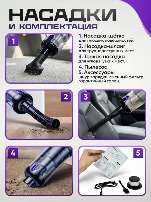 NSIS Пылесос для автомобиля мощный беспроводной, вариант, фото 5