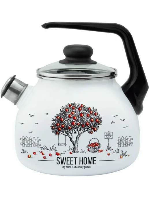 Appetite Чайник для плиты 4с209я Apple Tree эмал 3,0л, 3 л, фото 2