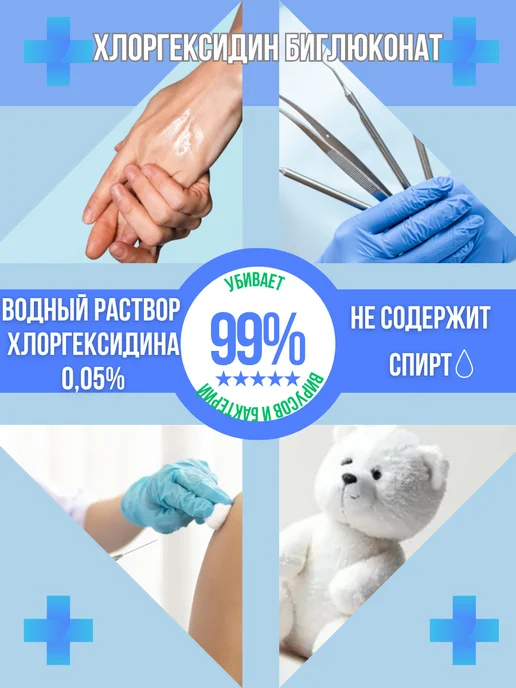 Антисептик для рук хлоргексидин 0,05% 20 штук, вариант, фото 2