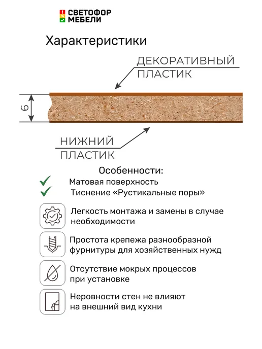 Скиф_мебельные комплектующие Стеновая панель 3 м, 3 м, фото 2