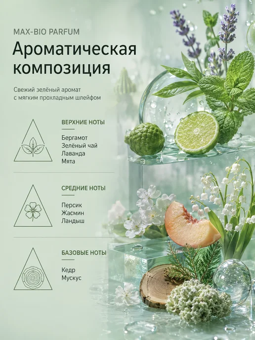 Max-F Натуральный дезодорант MAX-BIO PARFUM Прохлада шёлка, 50 мл, фото 3