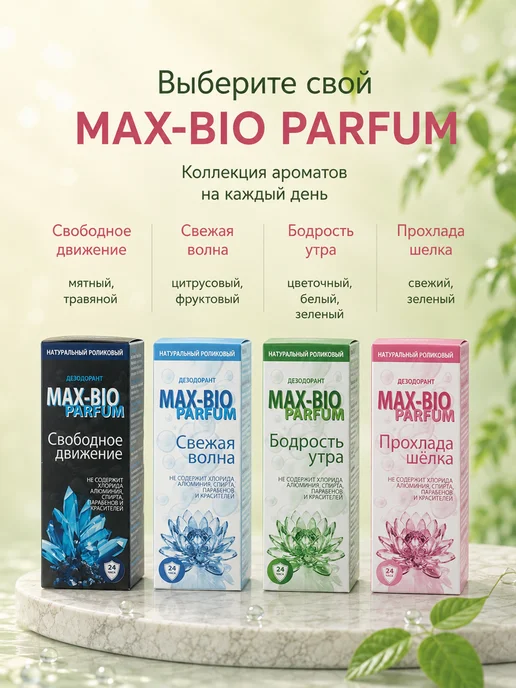 Max-F Натуральный дезодорант MAX-BIO PARFUM Прохлада шёлка, 50 мл, фото 5