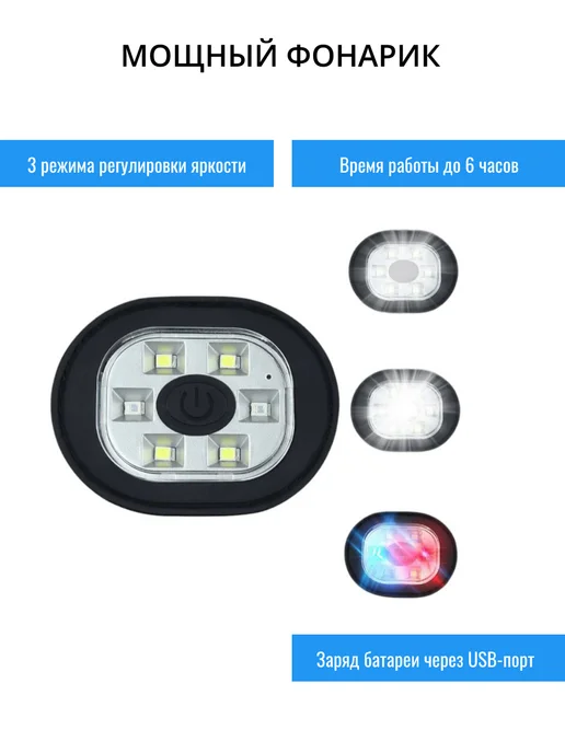 TondaShop Шапка с наушниками и фонариком, серый, фото 2