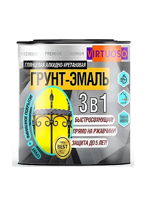 Virtuoso Грунт-эмаль Premium 3 в 1 по ржавчине, белая 1,9 кг, 1,9 кг