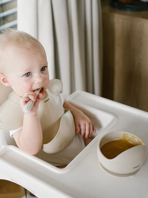 Babyono Ложка для прикорма обучающая гибкая эластичная 6 мес+, бежевый, фото 7