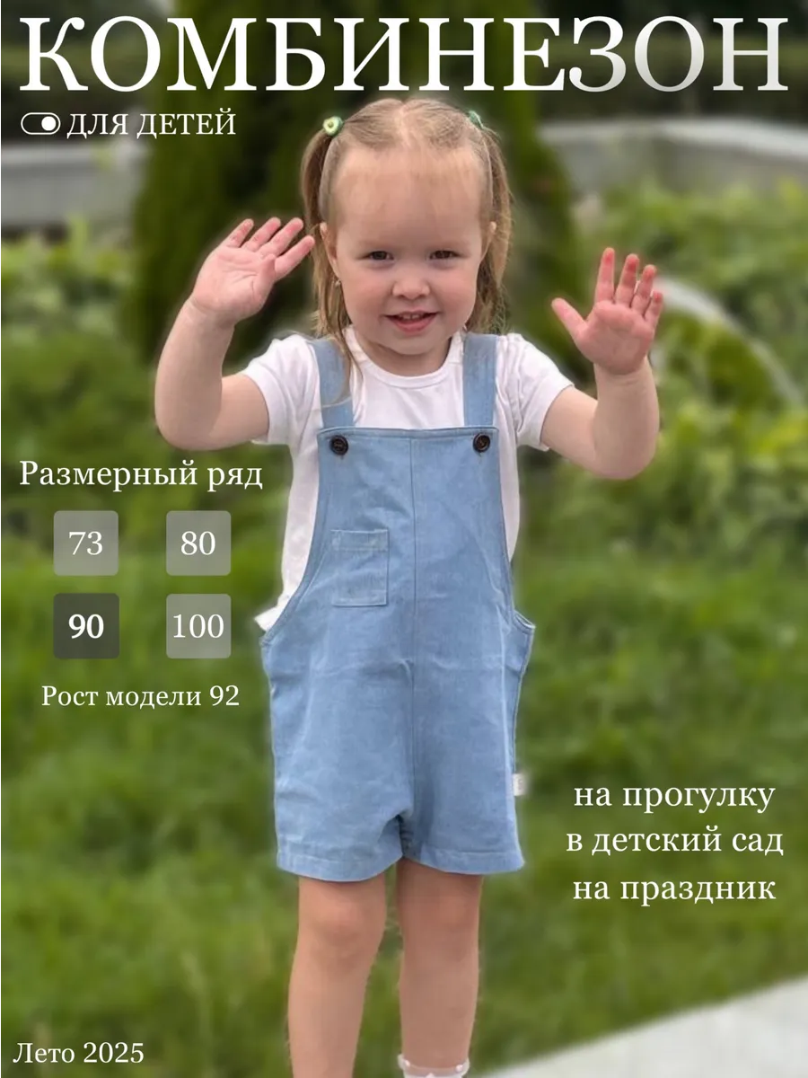 Джинсовый комбинезон с шортами летний для малыша