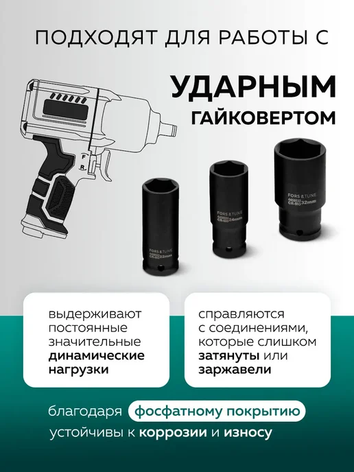 FORSandTUNE Набор ударных глубоких головок, 16 предметов, голубой, фото 4