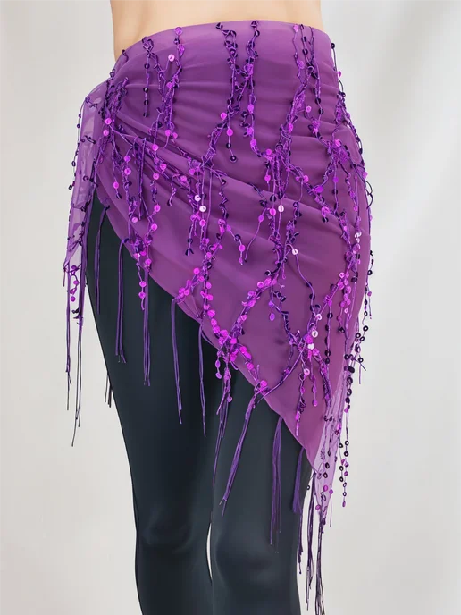Карнавал плюс Пояс для танцев с пайетками, платок набедренный, фиолетовый, фото 3