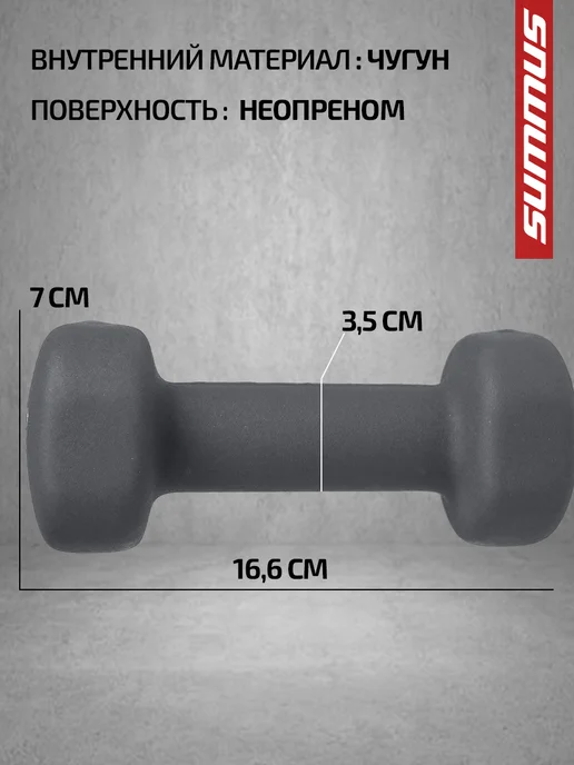 Getfit Гантели неопреновые для фитнеса 2 шт по 1 кг, 2 шт, 2 кг, фото 2