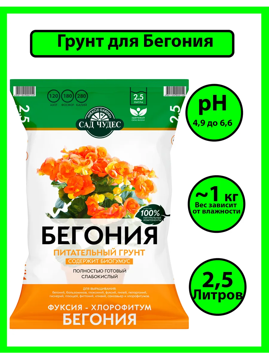 Грунт для рассады земли Бегония 2,5 л