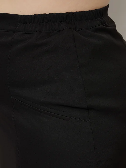 Stylish Plus Size Юбка классическая базовая офисная на подкладке, со шлицей, черный, фото 7