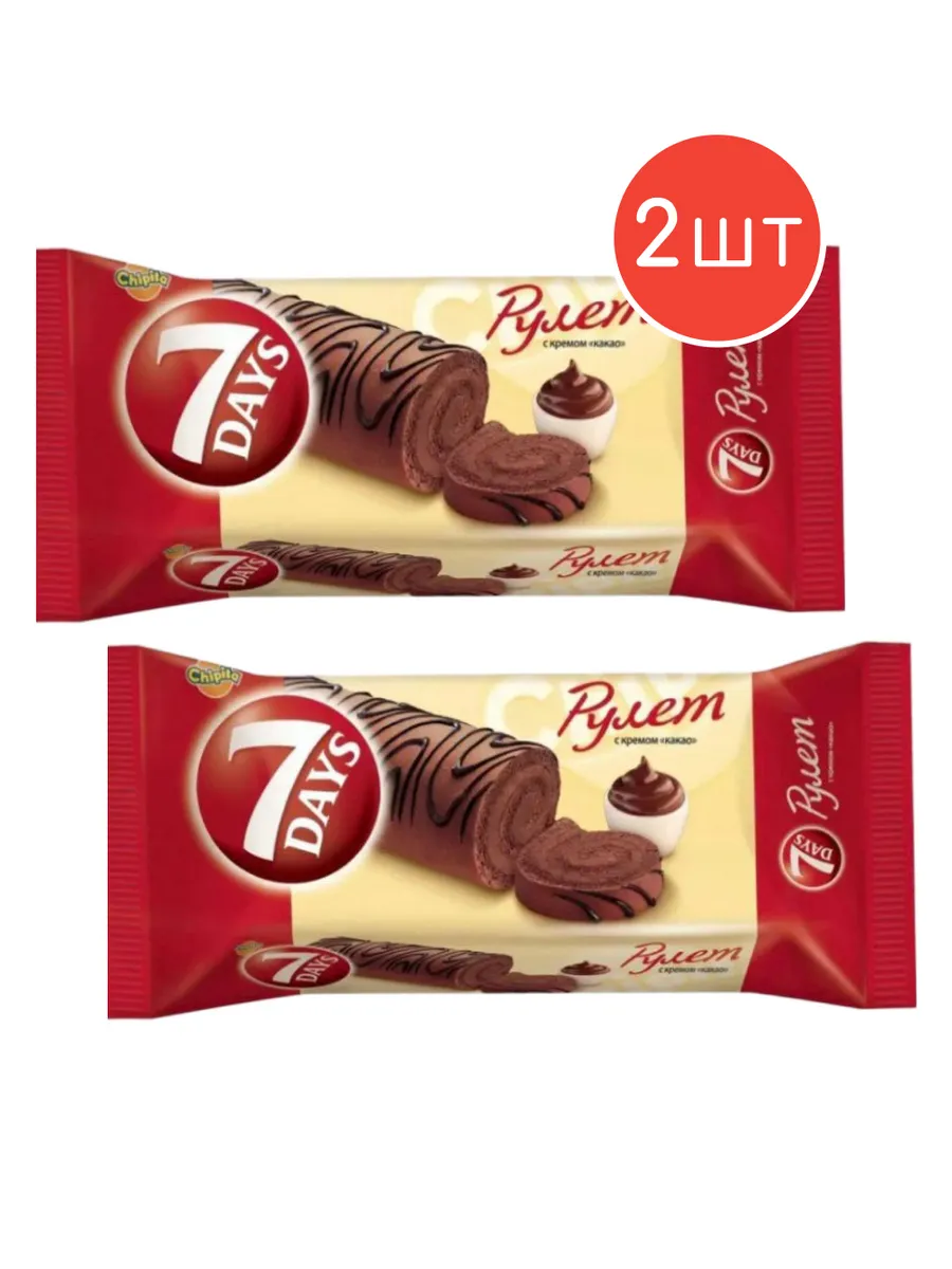 Рулет 7 DAYS c кремом Какао 200г 2шт