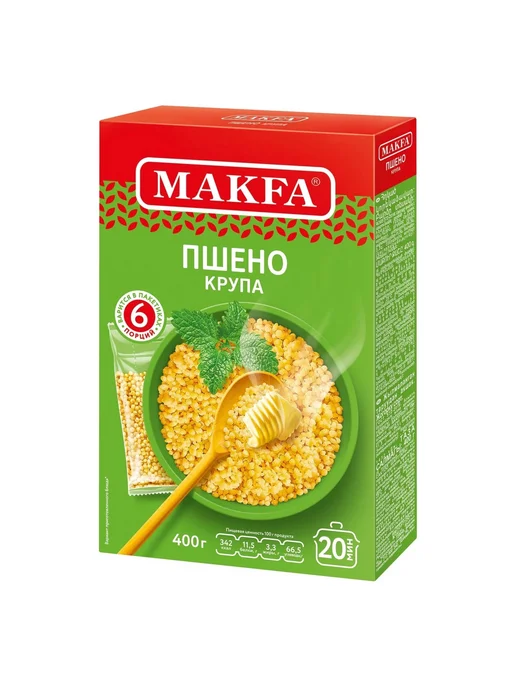 Макфа Пшено шлифованное 400 г (6 пакетов х 66,5 г) 9 уп, 400 г, 66,5 г, фото 2