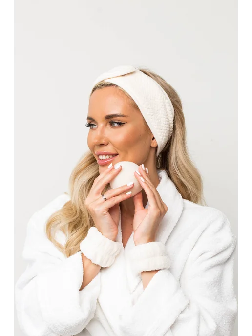 LOVERSGLAM Набор повязок для умывания с конжаковым спонжем, белый, фото 8