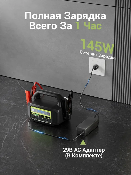 YESPER Пусковое устройство 12 24V бустер, 36400mAh, мороз -40℃, 36400 мАч, фото 7