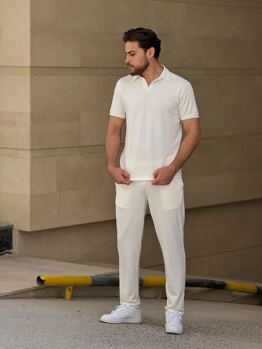 Martin wear Костюм летний с поло футболкой, бежевый, фото 8