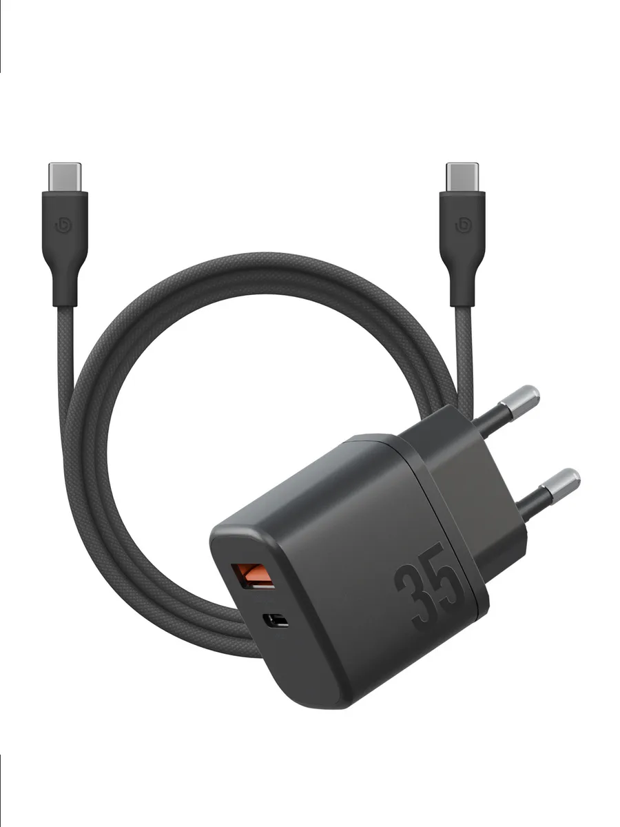 Зарядное устройство СЗУ GaN35, USB-C+USB-A+кабель USB-C