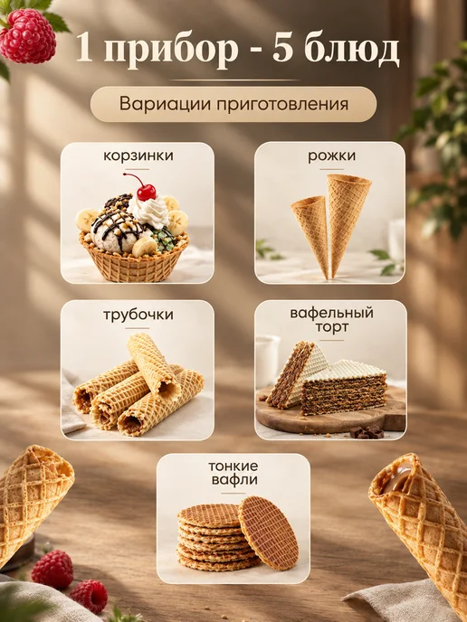 Вафельница для тонких вафель и трубочек 1500Вт, 1500 Вт, фото 2