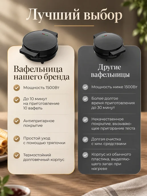 Вафельница для тонких вафель и трубочек 1500Вт, 1500 Вт, фото 5
