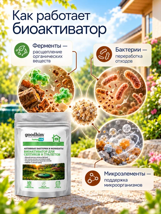 GOODHIM Бактерии для септика и выгребных яма 3 шт по 75гр, 3 шт, 75 г, фото 5