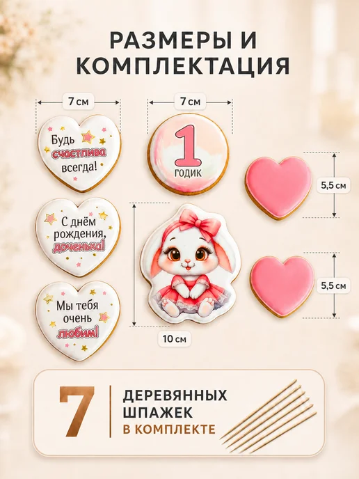 Пряные нотки Пряники на торт для девочки 1 год, вариант, фото 2