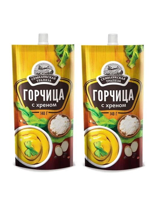 Семилукская Трапеза Горчица с хреном, 140 г, 2 шт, 140 г, 2 шт