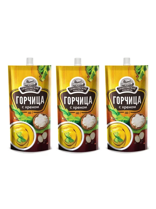 Семилукская Трапеза Горчица с хреном, 140 г, 2 шт, 140 г, 3 шт