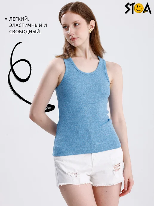 STOA CLUB Майка женская спортивная топ для женщин, голубой, фото 6