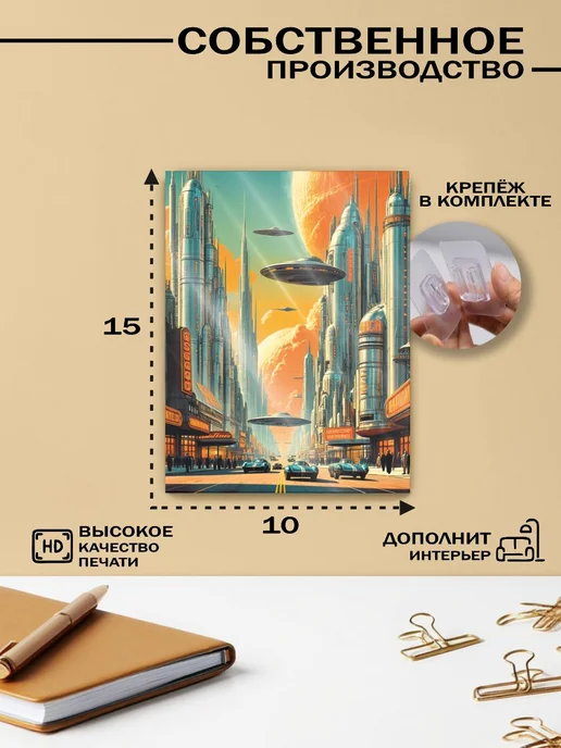 BELOUSOV Постер на стену Город будущего, голубой, фото 2