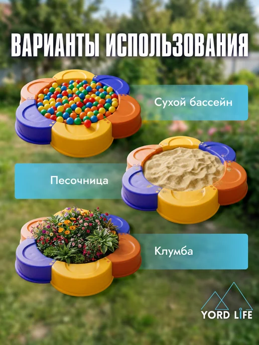 Yordlife Песочница детская с чехлом, 143 см, синий, фото 5