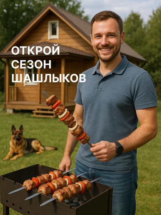 Мангал для шашлыка складной многоразовый, черный, фото 4