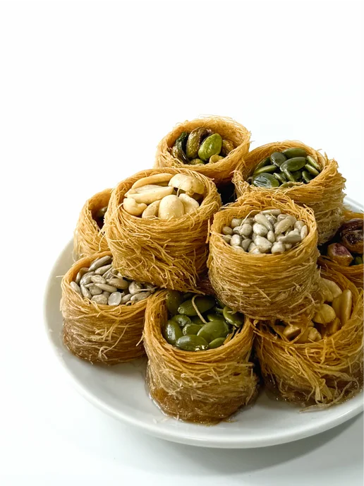 Al Najjar sweets Пахлава гнезда тесто катаифи кадаиф с орехами и семечками, вариант, фото 4