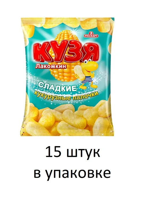 РУССКАРТ Кукурузные палочки Кузя Лакомкин, 100г, 15 шт, 100 г, 15 шт