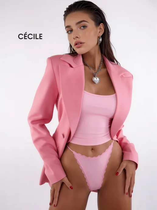 Cecile Стринги трусы женские набор танга, черный, фото 2