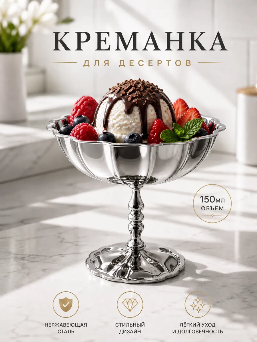 Креманка для десерта и мороженого на ножке