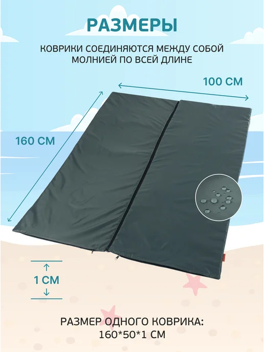 Malurre Пляжный коврик для отдыха на природе 2 шт 160х50 см, 160x50 см, 2 шт, фото 2