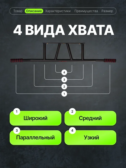 Турник настенный наддверный 110 см черный, черный, фото 3