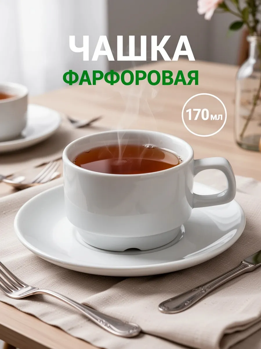 Чашка для кофе и чая фарфоровая 170 мл