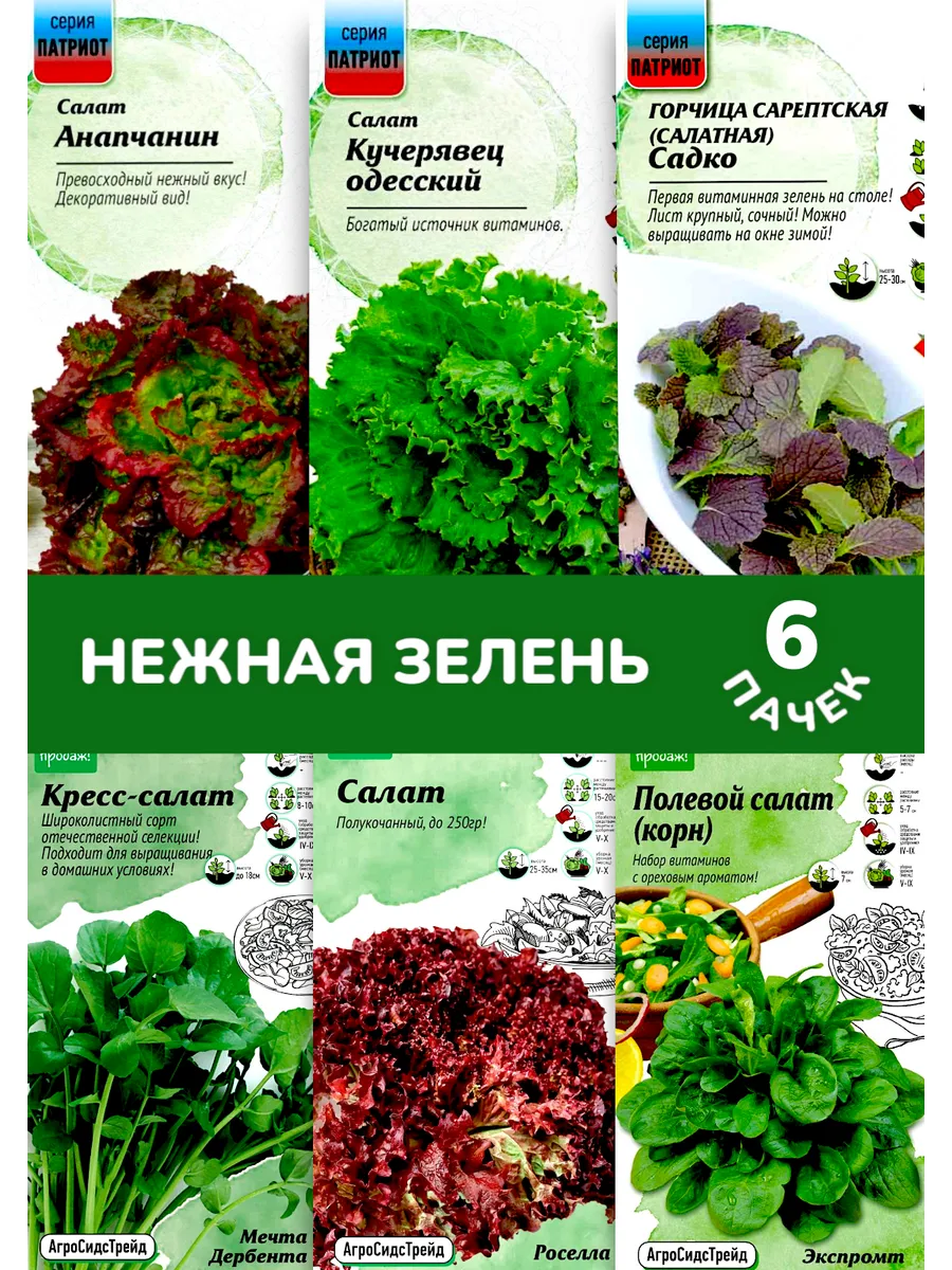 Нежная зелень 6 сортов