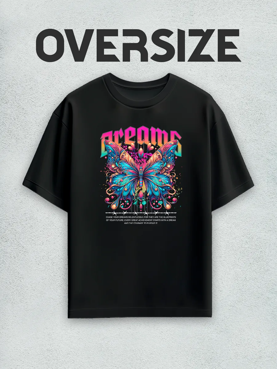 Футболка оверсайз с принтом y2k Бабочка dreams