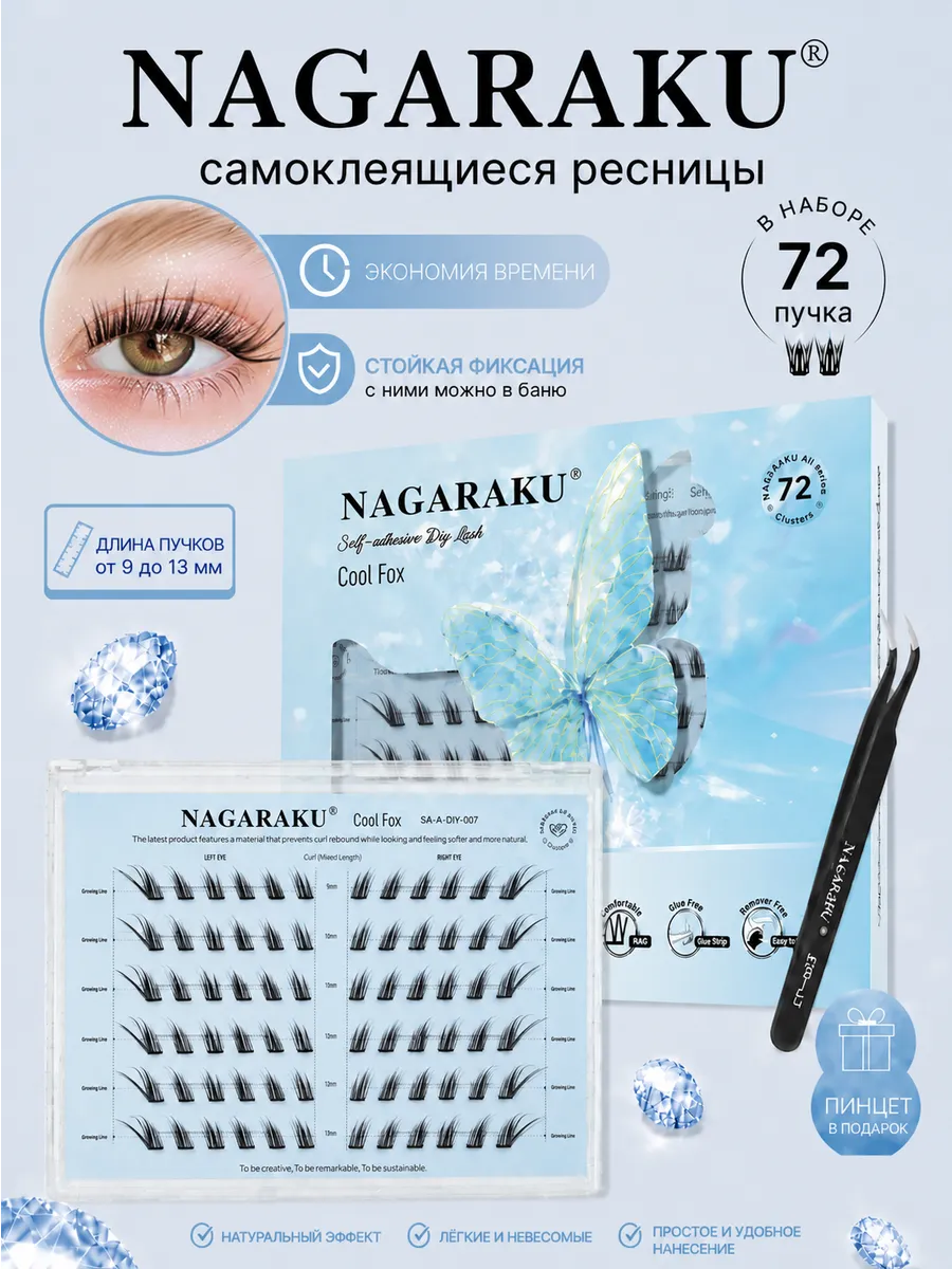 Самоклеящиеся ресницы Air series с пинцетом SA-A-DIY-007