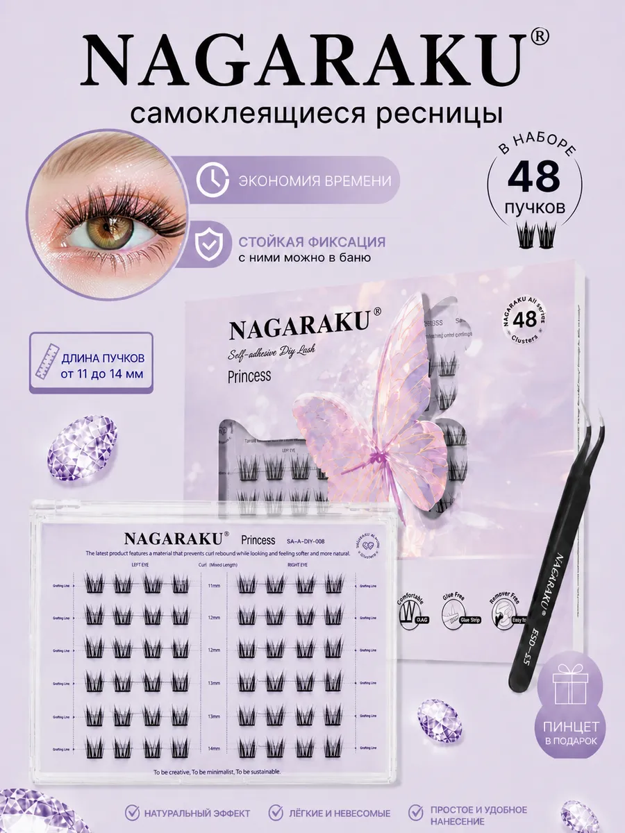 Самоклеящиеся ресницы Air series с пинцетом SA-A-DIY-008