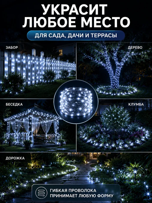 Light4Gadren Гирлянда уличная Роса на солнечной батарее 30 метров, вариант, фото 6