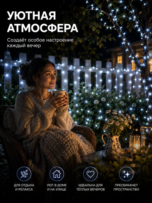 Light4Gadren Гирлянда уличная Роса на солнечной батарее 30 метров, вариант, фото 8