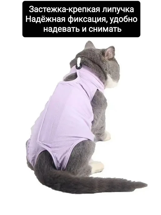 Попона для кошек послеоперационная фиолетовый, M, фиолетовый, фото 3