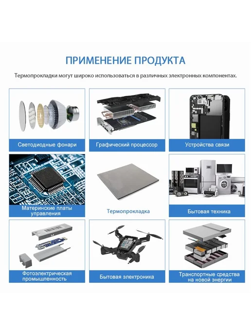 Термопрокладка 21 Вт мК 100x50 1 0мм 45г, 100x50, 21 Вт, фото 4