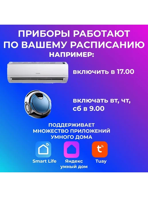 Умная розетка для дома 3 шт Wi-Fi, 3 шт, фото 6
