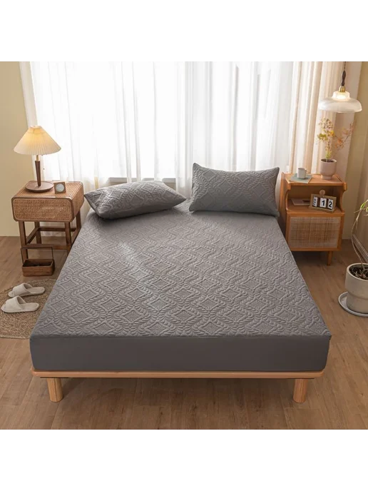 KISS NEST Наматрасник 80x200х28см т-серый Черный 80x200, 80x200x28 см, фото 6