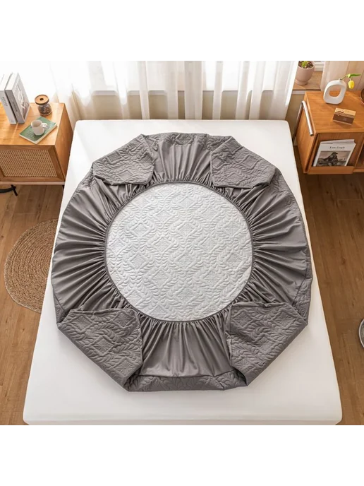 KISS NEST Наматрасник 80x200х28см т-серый Черный 80x200, 80x200x28 см, фото 7