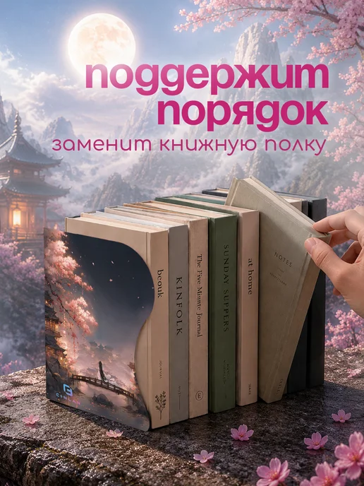 CINLAN Подставка для книг металлическая раздвижная с принтом, черный, фото 6